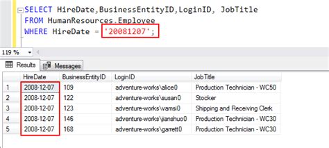Toradh íomhá ar How to Use Date Data Type in SQL