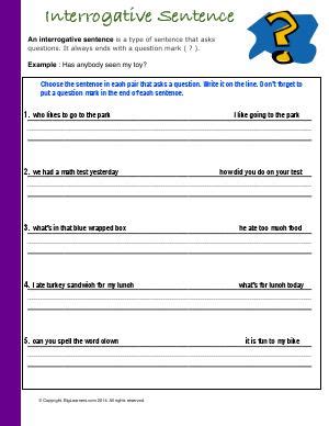Image result for Complex Interrogative Sentence Worksheet