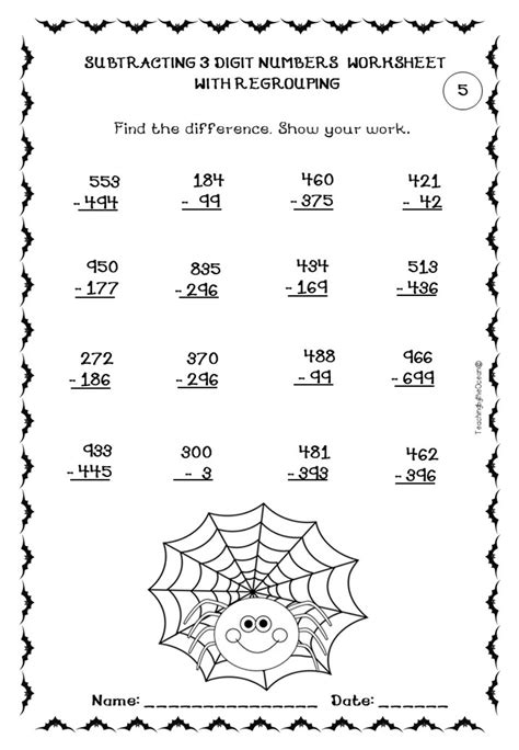 Image result for Subtracting 3-Digit Numbers Worksheet