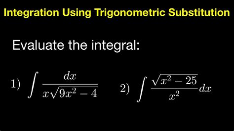 Image result for Example of Integration by Trigonometric Substitution
