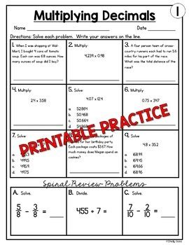 Image result for 5th Grade Math Worksheets Multiplication Decimals