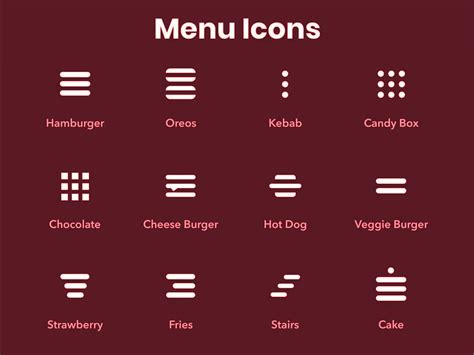 Menu Icon with there Name by Tejash modi on Dribbble