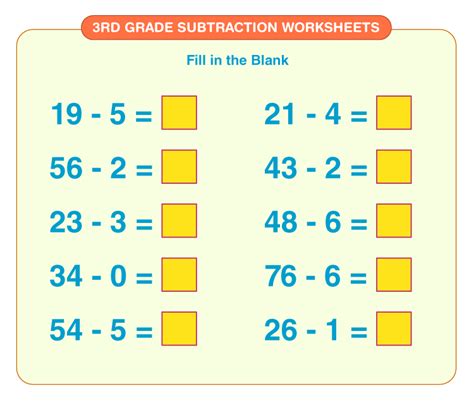 Image result for 3rd Grade Math Worksheets Subtraction