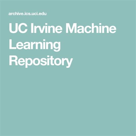Toradh íomhá ar UCI Machine Learning Repository Logo