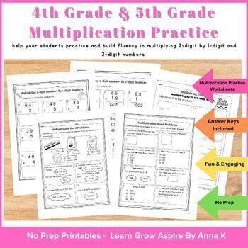 2-Digit Math Worksheets 4th Grade Multiplication に対する画像結果