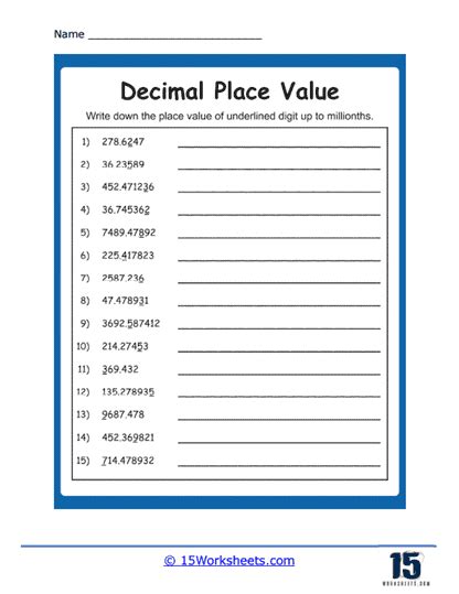 Toradh íomhá ar Place Value Matching Worksheet