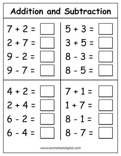 Toradh íomhá ar Add and Subtract 2-Digit Numbers Worksheet