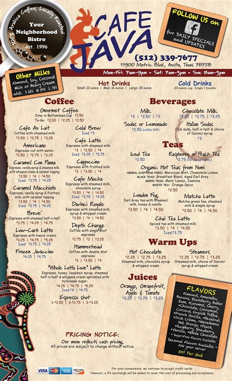 Cafe Java's Breakfast Menu に対する画像結果