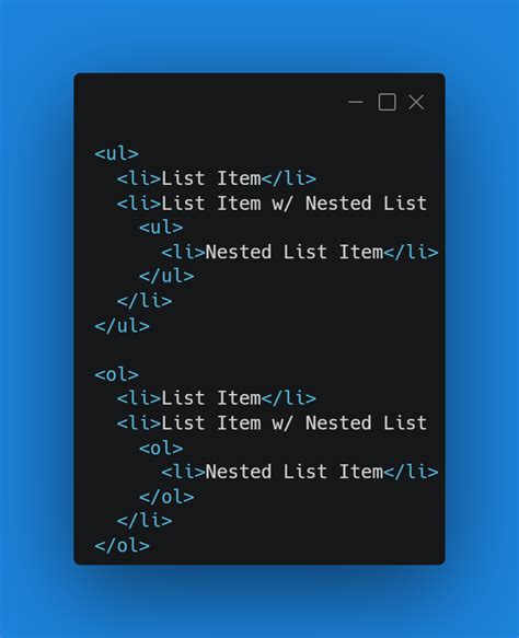 Image result for +Nested List HTML Programe