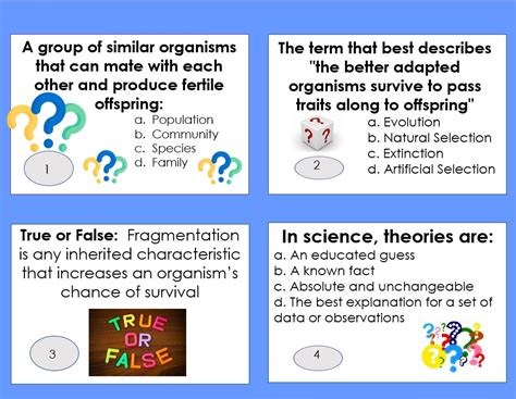Evolution and Natural Selection Task Cards に対する画像結果