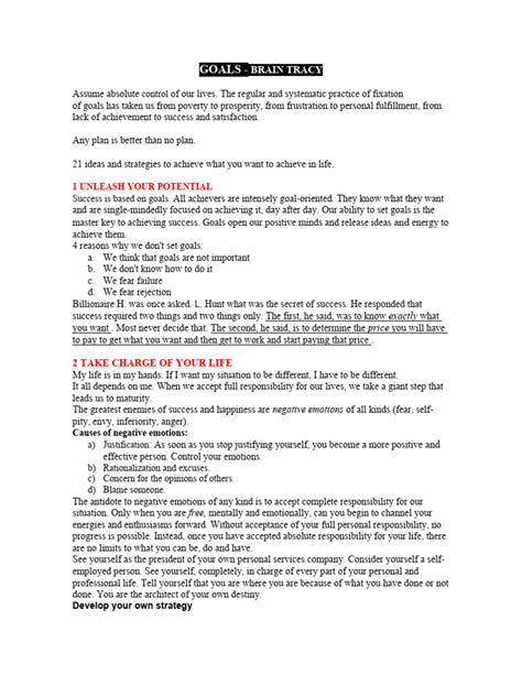 GOALS. Brian Tracy | PDF | Goal | Self Esteem