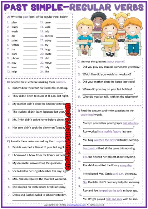 Image result for Past Simple Test Printable