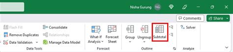 Image result for Data Outline Subtotal Excel