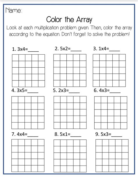 Image result for Multiplication Array Worksheets 3rd Grade