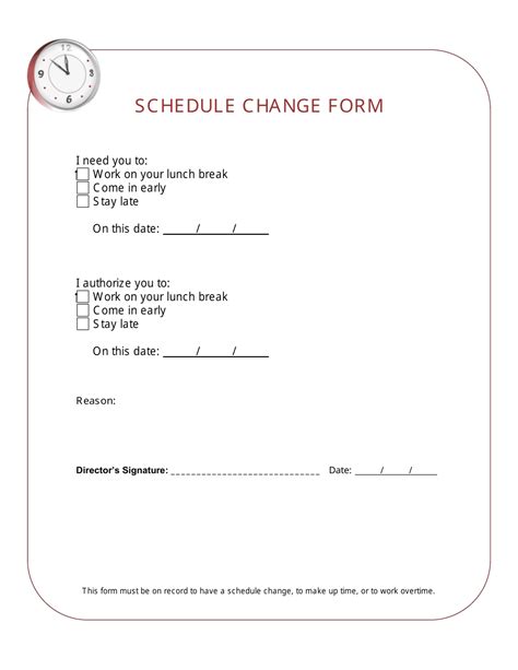 Image result for Work Schedule Change Request Form