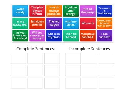 Complete Sentences Lesson 1st Grade に対する画像結果