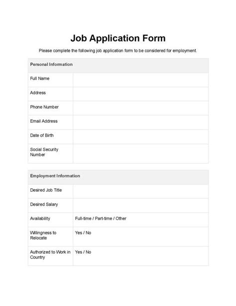 Toradh íomhá ar PDF Application Form Example