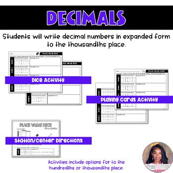 Toradh íomhá ar Decimal Place Value Chart Expanded Form