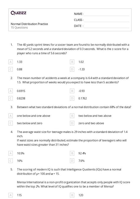 Toradh íomhá ar Normal Distribution Projwct Work Sheet