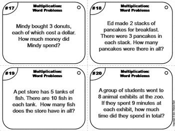 Image result for 3rd Grade Multiplication Word Problems Task Cards
