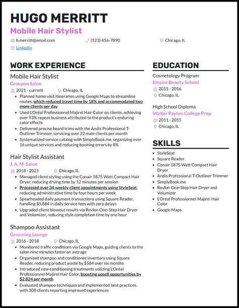 Image result for Sample Hair Stylist Resume Example