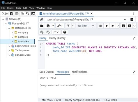 Toradh íomhá ar Primary Key CreateTable