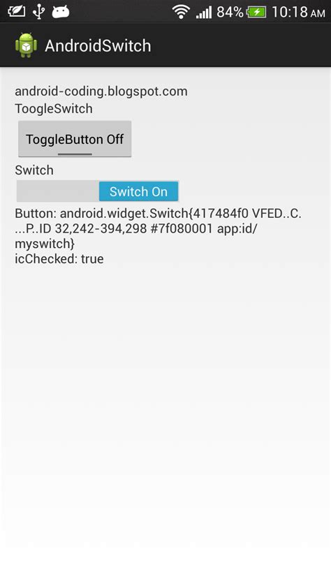 Toradh íomhá ar Android Toggle Switch
