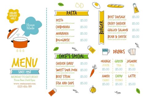 Fancy Restaurant Menu Horizontal に対する画像結果