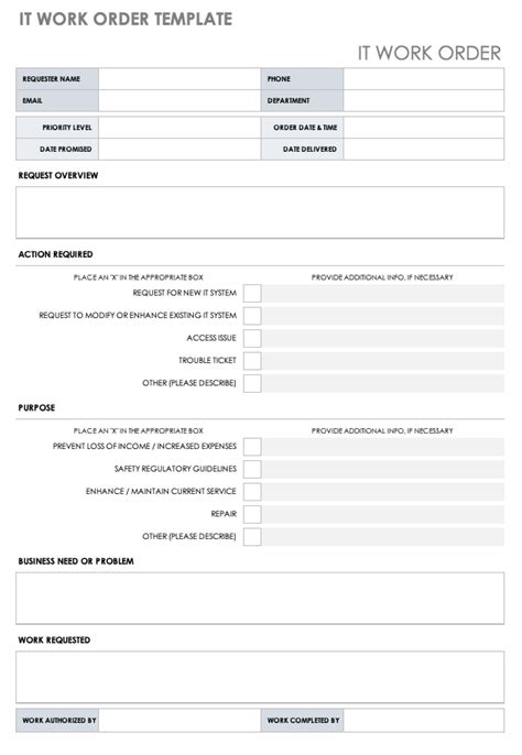 Image result for Generic Work Order Form