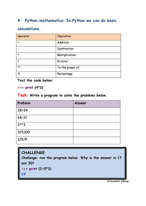 Image result for Introduction to Python Worksheet