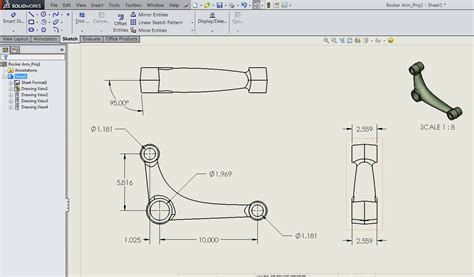 Toradh íomhá ar SolidWorks Link Model to Drawing