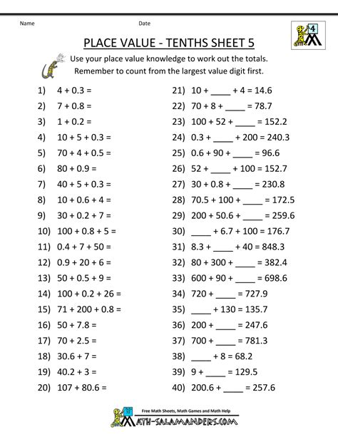 Image result for Decimal Place Value Questions