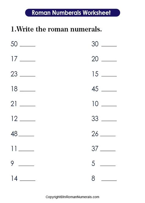 Class 4 Maths Roman Numerals Worksheet に対する画像結果