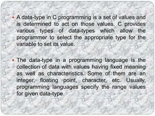 Image result for C Programming Data Types PPT