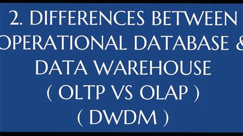 Image result for Differences Between Operational Database Systems and Data Warehouses