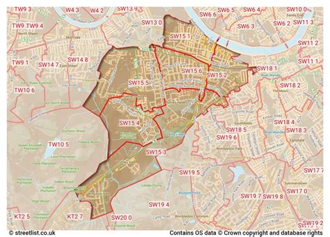 Image result for London SW15 Postcode Map