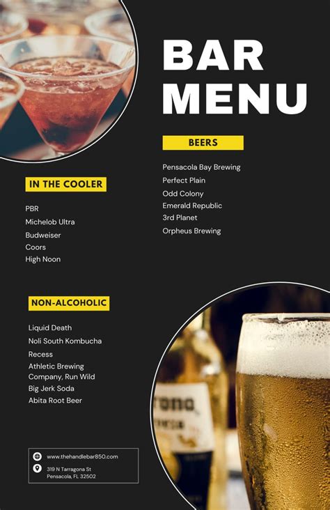 Image result for Typical Bar Menu