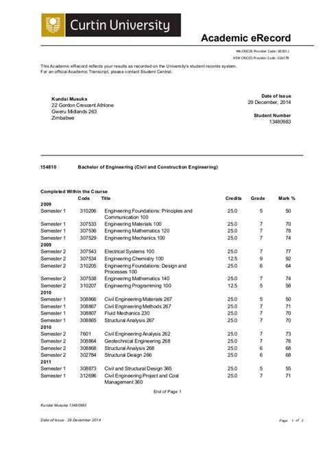 Image result for Final Academic Transcript