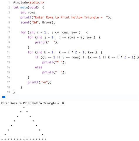 Image result for C Program to Print Triangle Pattern