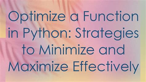 Image result for Optimization a Function in Python