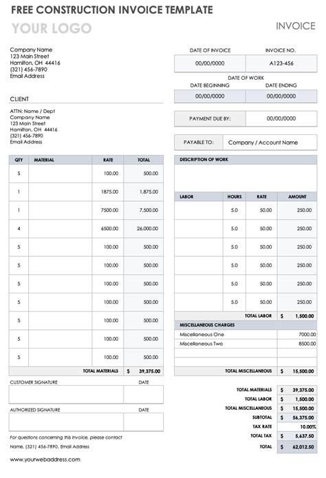 Afbeeldingsresultaten voor Contractor Invoice Format