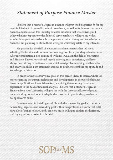 Toradh íomhá ar Statement of Intent Examples for Master