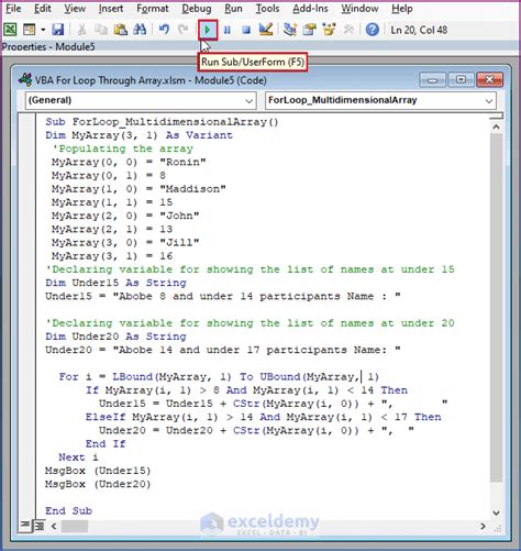 Image result for Excel VBA Loop through Array