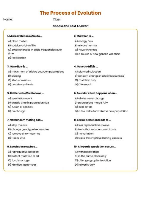 Image result for Evolution Worksheet with Answer Key