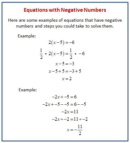 Image result for Negative Numbers Equation Grade 8
