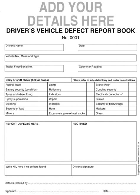 Image result for Driver Defect Report