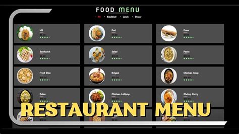 Image result for Restaurant Menu HTML Code