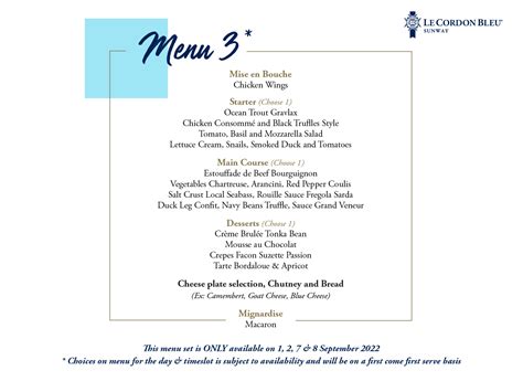 Image result for Formal 3 Course Menu