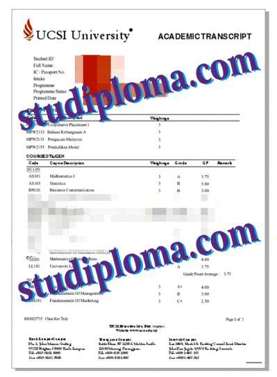 Image result for UCSI Transcript