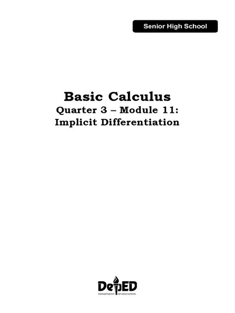 Toradh íomhá ar Basic Calculus Quarter 3 Module Differentiation